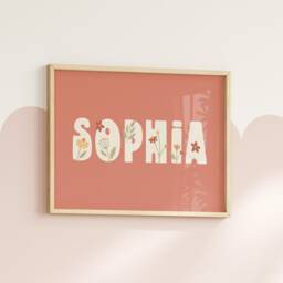 Personalised Floral Name Print - Custom Baby Poster For Nursery Flower Wall Art Wildflowers Girl Decor Boho - thumbnail 2