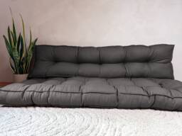 Dark Gray Linen Floor Cushion French Style, Custom Size - thumbnail 1