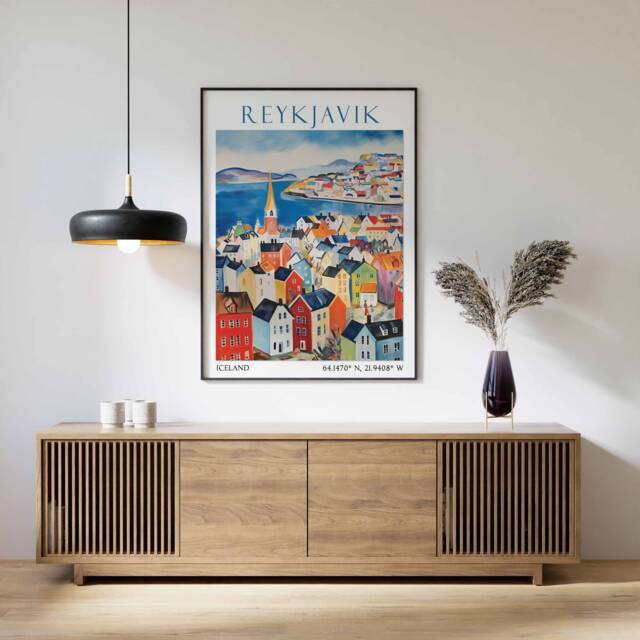 Reykjavik Travel Print, Poster, Iceland Wall Art, Gift, Nordic Decor, Gift - image 1