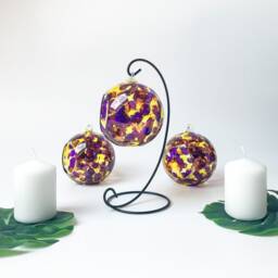 Hand Painted Glass Candle Holder Abstract Tealight Home Decor - thumbnail 2