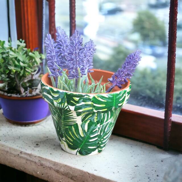 Tropical Palm Leaf Plant Pot, Tropical Gifts, Tropical Cactus Planters , Monstera Planter , Small Indoor Pots, Mum Gift - image 1