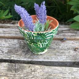 Tropical Palm Leaf Plant Pot, Tropical Gifts, Tropical Cactus Planters , Monstera Planter , Small Indoor Pots, Mum Gift - thumbnail 3