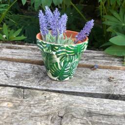 Tropical Palm Leaf Plant Pot, Tropical Gifts, Tropical Cactus Planters , Monstera Planter , Small Indoor Pots, Mum Gift - thumbnail 2