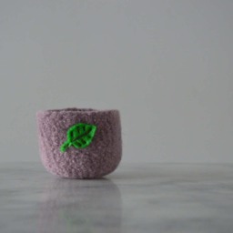 Air Plant Planter -Lavender Wool Felted Bowl With Bright Green Leaf - Ring Catch All Pot Gifts For Gardener - thumbnail 2
