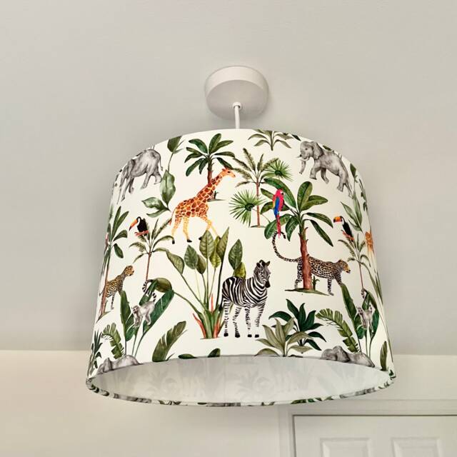 Safari Animals Jungle Lampshade, Jungle Lights, Safari Lampshade, Animal Baby Room, Light Shade - image 1