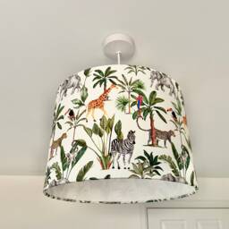 Safari Animals Jungle Lampshade, Jungle Lights, Safari Lampshade, Animal Baby Room, Light Shade - thumbnail 1