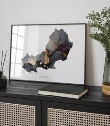 Swansea Map Black & Gold Wall Art Print - South West Wales United Kingdom Great Britain - thumbnail 1