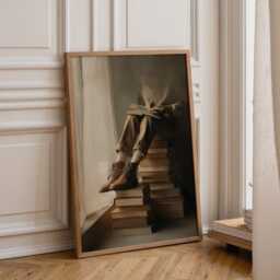 Bookish Wall Art - Man Sat On Stack Of Books Print Book Lover Poster Literacy - thumbnail 1