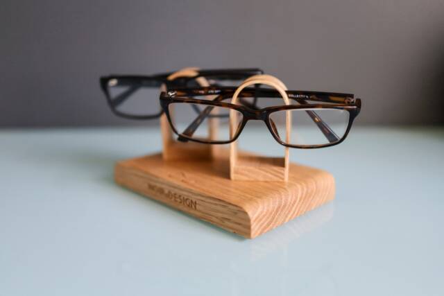 Personalized Eyeglass Holder Solid Wood Two-Glasses Stand - image 1