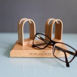 Personalized Eyeglass Holder Solid Wood Two-Glasses Stand - thumbnail 3
