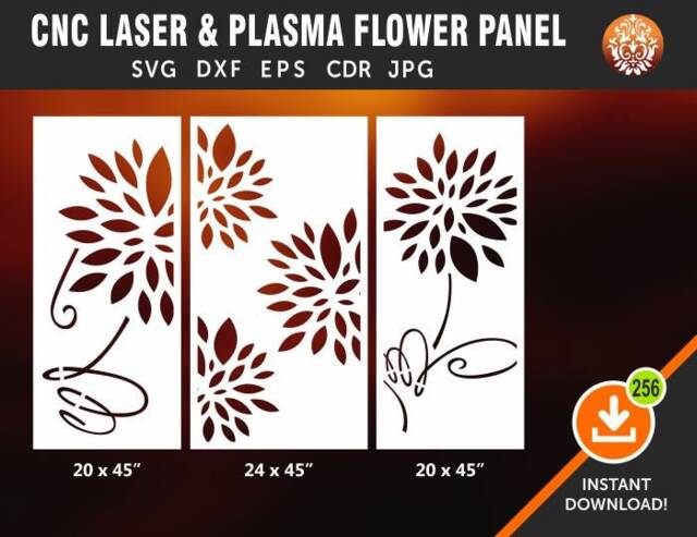 Flower Panel, Parition Screen, Wall Decor, Hanging Laser, Cnc, Plasma Cricut Cutting File Cdr, Svg, Dxf, Eps Jpg - image 1