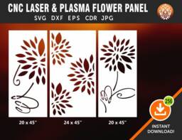 Flower Panel, Parition Screen, Wall Decor, Hanging Laser, Cnc, Plasma Cricut Cutting File Cdr, Svg, Dxf, Eps Jpg - thumbnail 1