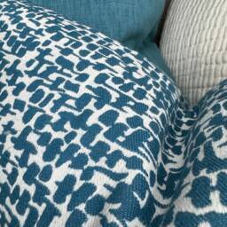 "Teal Cushion Cover, Pillow Sham, Lumbar John Lewis Yin Fabric, - White, Rectangle Size 12"" X 20" - thumbnail 3