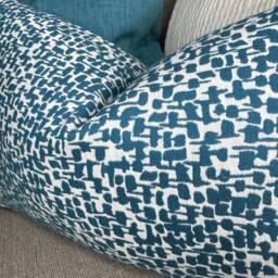 "Teal Cushion Cover, Pillow Sham, Lumbar John Lewis Yin Fabric, - White, Rectangle Size 12"" X 20" - thumbnail 2