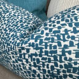 "Teal Cushion Cover, Pillow Sham, Lumbar John Lewis Yin Fabric, - White, Rectangle Size 12"" X 20" - thumbnail 4
