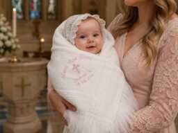 Personalised Baby Shawl Christening Baptism Blanket Naming Day Embroidered Gift - thumbnail 1
