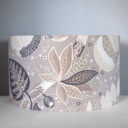 Beige Botanical Lampshade, Scandinavian Fabric, Handmade For Ceiling Or Lamp Base, 25-45cm Diameters - thumbnail 2