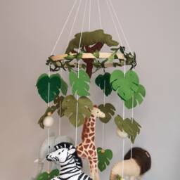 Safari Nursery Mobile, Realist Safari Decor, Jungle Crib Baby Shower Gift, Lion, Elephant, Giraffe, Zebra Mobile - thumbnail 2