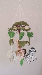 Safari Nursery Mobile, Realist Safari Decor, Jungle Crib Baby Shower Gift, Lion, Elephant, Giraffe, Zebra Mobile - thumbnail 1
