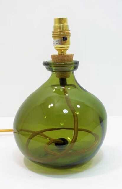 Recycled Glass Olive Green Table Lamp With Cream Flex