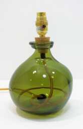 Recycled Glass Olive Green Table Lamp With Cream Flex
