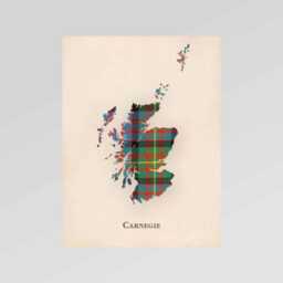Clan Carnegie Scottish Tartan Map - Of Scotland Family Wall Decor, Ready To Hang - thumbnail 2