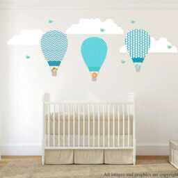 Kids Wall Decals Hot Air Balloons Animals, Boys Stickers, Nursery Decals, Decor, Stickers Nursery, Baby - thumbnail 2
