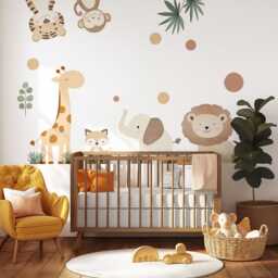 Safari Animal Wall Stickers Nursery Decor Jungle Decals Neutral Kids Bedroom Playroom Art - thumbnail 3