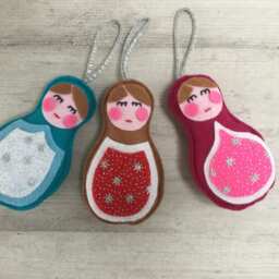 Felt Christmas Tree Decoration, Babouska Doll, Traditional - thumbnail 2