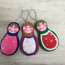 Felt Christmas Tree Decoration, Babouska Doll, Traditional - thumbnail 4