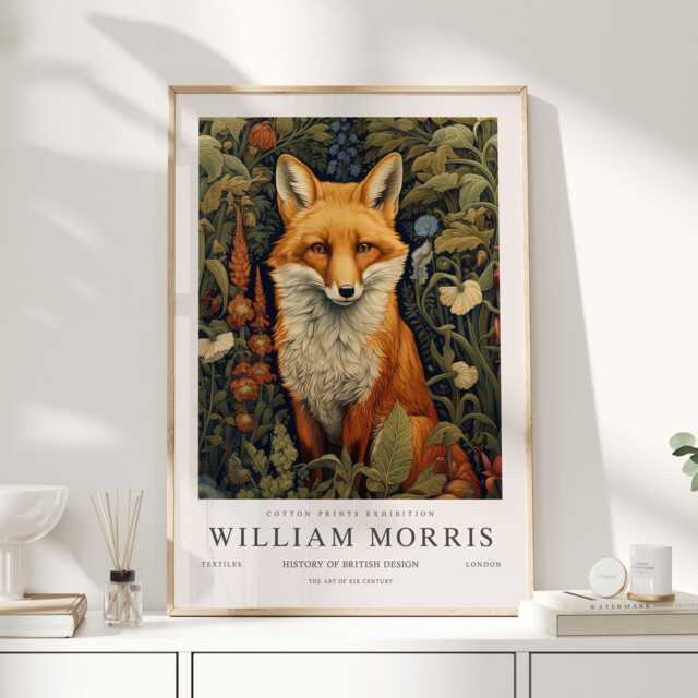 William Morris Print, Art, Exhibition Poster, Woodland Nursery Decor, Fox Gifts, Prints, Wall Art - image 1