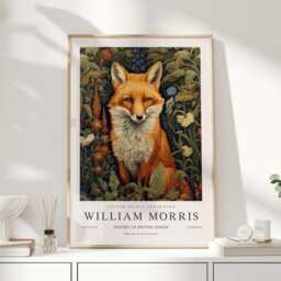 William Morris Print, Art, Exhibition Poster, Woodland Nursery Decor, Fox Gifts, Prints, Wall Art - thumbnail 1