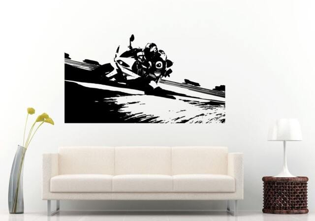 Sport Bike Motorcycle Crotch Rocket Speed Biker Race Track Road Wall Decal Vinyl Sticker Mural Room Decor L1212 - image 1