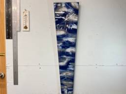 70cm Long Narrow Navy Blue Grey & White Abstract Resin Wall Clock, Modern Unusual Home Decor - thumbnail 1