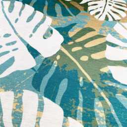 Tropical Cushion Cover With White Leaves On The Blue & Turquoise - Double Sided Printing Pillow Chenille Multi Sizes - thumbnail 2