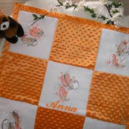Soft Minky Baby Blanket - Handmade Patchwork Original Birth Gift Customizable - thumbnail 2