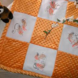 Soft Minky Baby Blanket - Handmade Patchwork Original Birth Gift Customizable - thumbnail 3