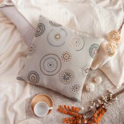 Ivory Beige Throw Pillow Cover, Decorative Cotton Blend Cushion Covers, Patterned Farmhouse Boho Home Decor, Boutique Curated Pillowcase - thumbnail 2