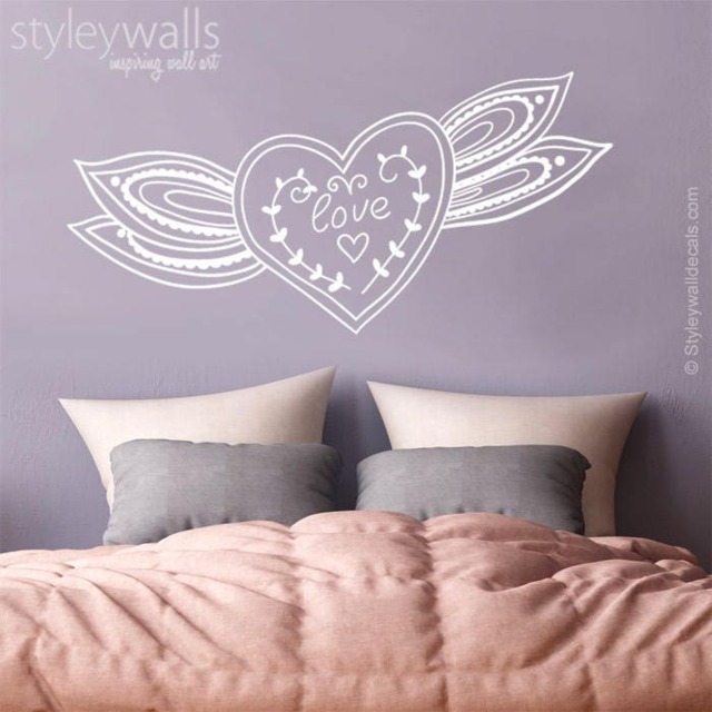 Love Wall Decal, Vinyl Lettering, Romantic Heart Decal For Home Bedroom Decor, Sticker Decor - image 1