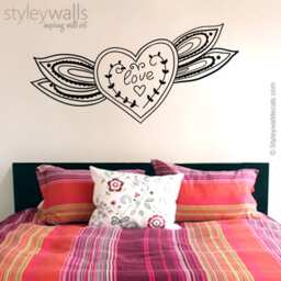 Love Wall Decal, Vinyl Lettering, Romantic Heart Decal For Home Bedroom Decor, Sticker Decor - thumbnail 2