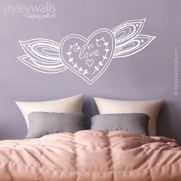 Love Wall Decal, Vinyl Lettering, Romantic Heart Decal For Home Bedroom Decor, Sticker Decor - thumbnail 1