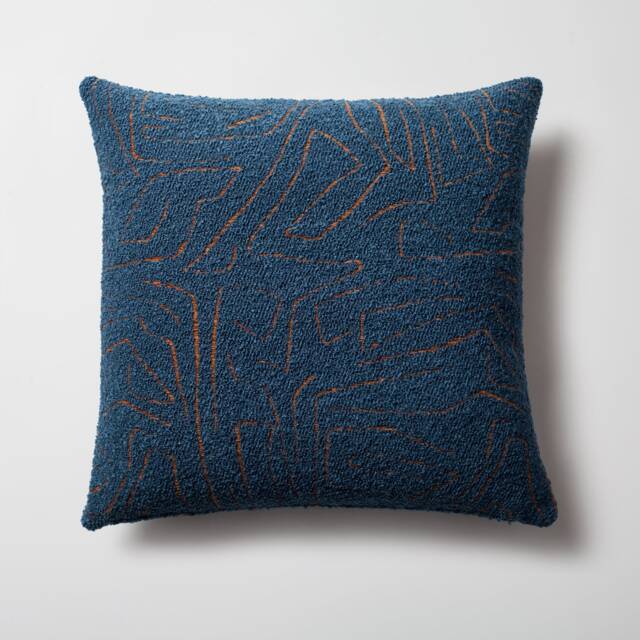 Blue Abstract Pattern Throw Pillow Cover - Textured Jacquard, 20x20 - image 1
