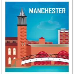 Manchester U.K. Vertical Print, Bridge, UK Wall Art, Travel, British Gift, Poster - Style E8-O-Manc - thumbnail 3