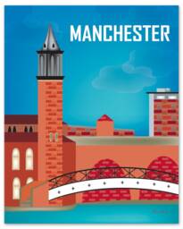 Manchester U.K. Vertical Print, Bridge, UK Wall Art, Travel, British Gift, Poster - Style E8-O-Manc - thumbnail 1
