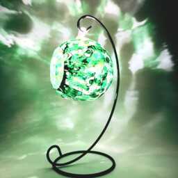 Abstract Forest Green & Gold Glass Candle Holder Unique Home Decor Gift - thumbnail 1