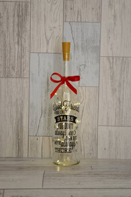 Friends Quote Lighted Wine Bottle Fairy Lights, New Home Gift - image 1