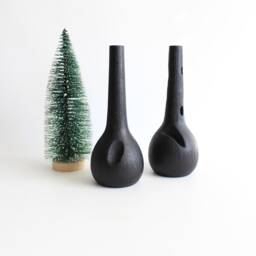 Minimalist Black Oak Vase Yakisugi Wood, Dried Flower Vase - thumbnail 3