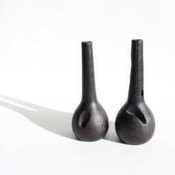 Minimalist Black Oak Vase Yakisugi Wood, Dried Flower Vase - thumbnail 2