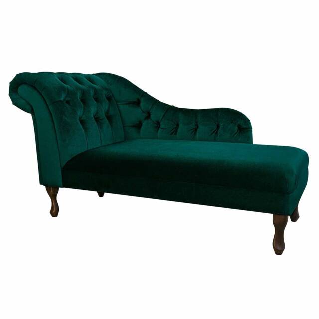 Handmade Jasper Velvet Large Chesterfield Chaise Longue Green Buttoned Indoor Lounger, British Made - image 1