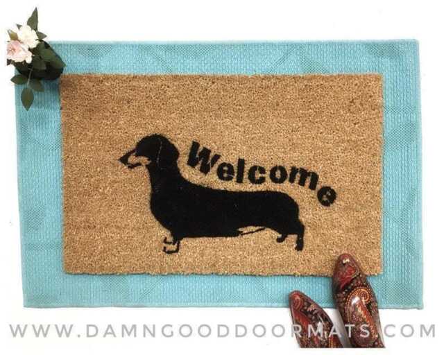 Daschund Hand Painted Doormat Weiner Dog Welcome Mat - image 1